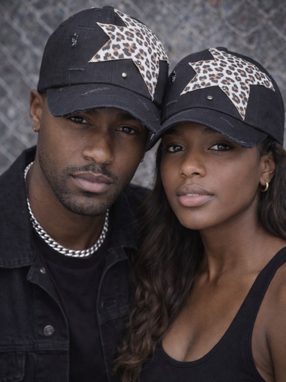 Black Cap with Leopard Star Patch NIB Unisex